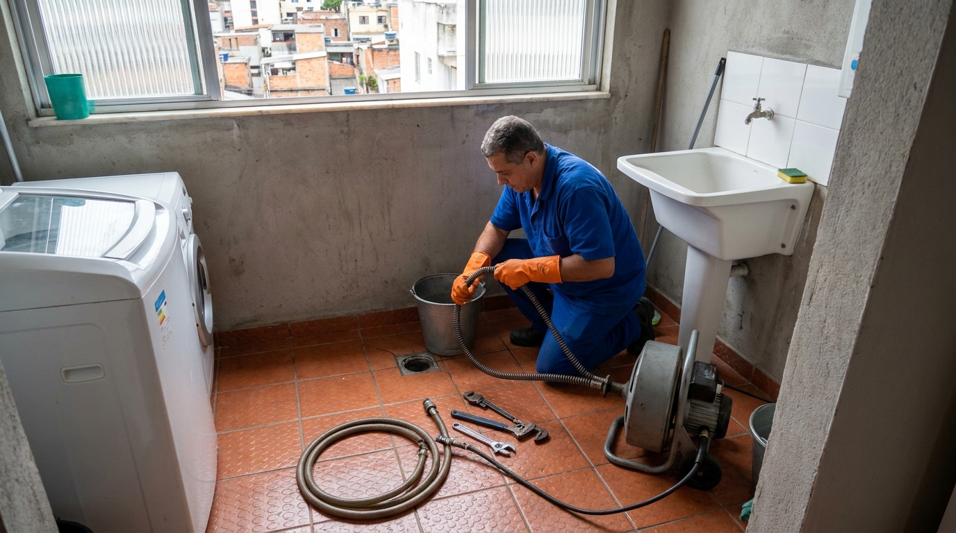 Desentupimento de ralo com equipamento em Piracicaba‑SP