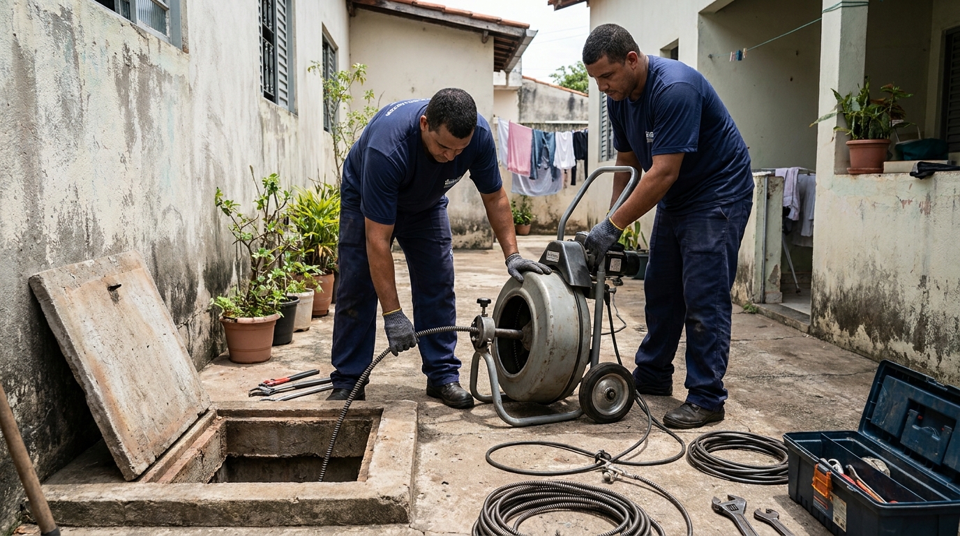 Desentupimento de rede de esgoto em Piracicaba‑SP